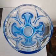 Large two-tone pressed glass vase in the Art Deco style (Walther Glas, Germany, late 20th century)
