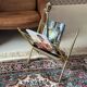Vintage brass magazine rack with decorative fish – 1950s/60s