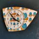 Vintage formica clock silent asymmetrical wall pendulum "Blue flowers"