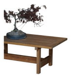 Modern Danish brutalist extendable dining table in pine, Tage Poulsen, 1970s.