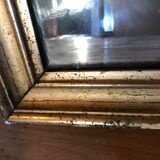 Mirror with golden mercury parquet signed david frame wood and stuck
