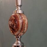 Large marble and chrome metal table lamp base from the 70s