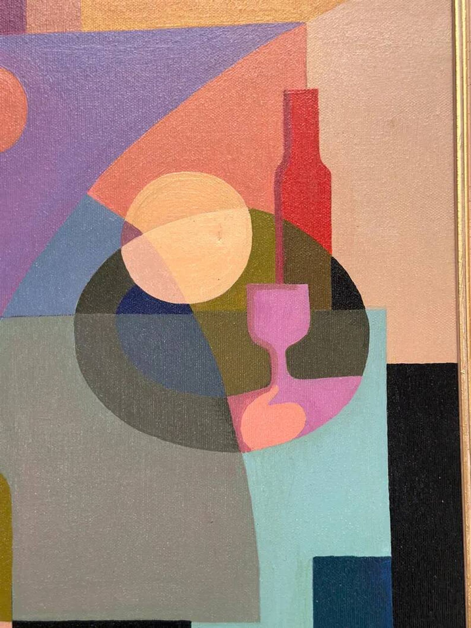 Original Swedish Oil on Canvas – "Abstract Still Life" by BMK (1993) – Signed – Vintage and Framed – 60 × 51 cm