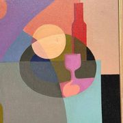 Original Swedish Oil on Canvas – "Abstract Still Life" by BMK (1993) – Signed – Vintage and Framed – 60 × 51 cm