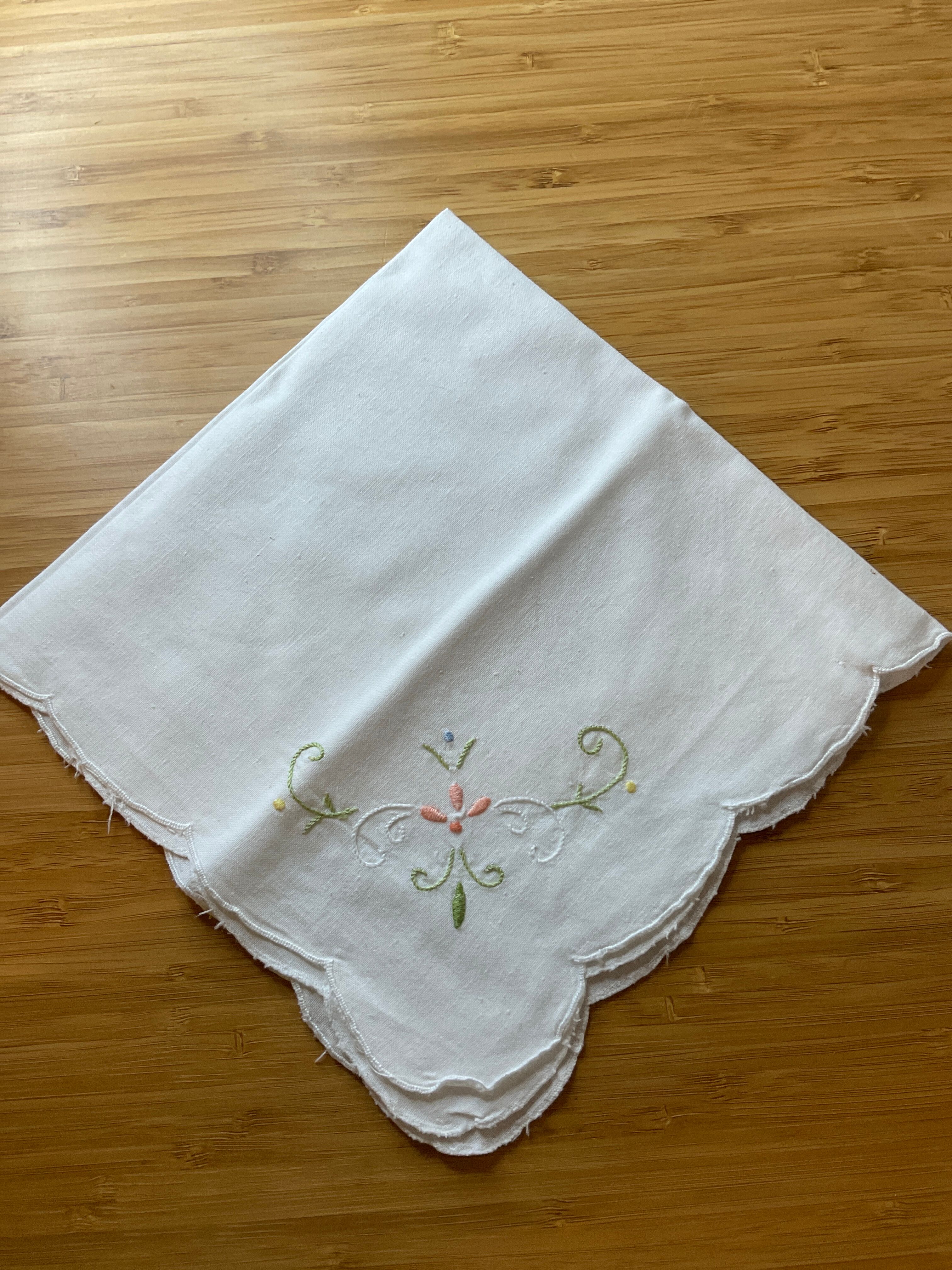 Five cotton napkins and hand embroidery