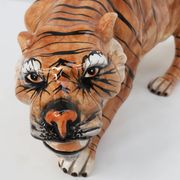 Italian Hollywood Regency Ceramic handpainted Tiger Sculpture, ca. 1950