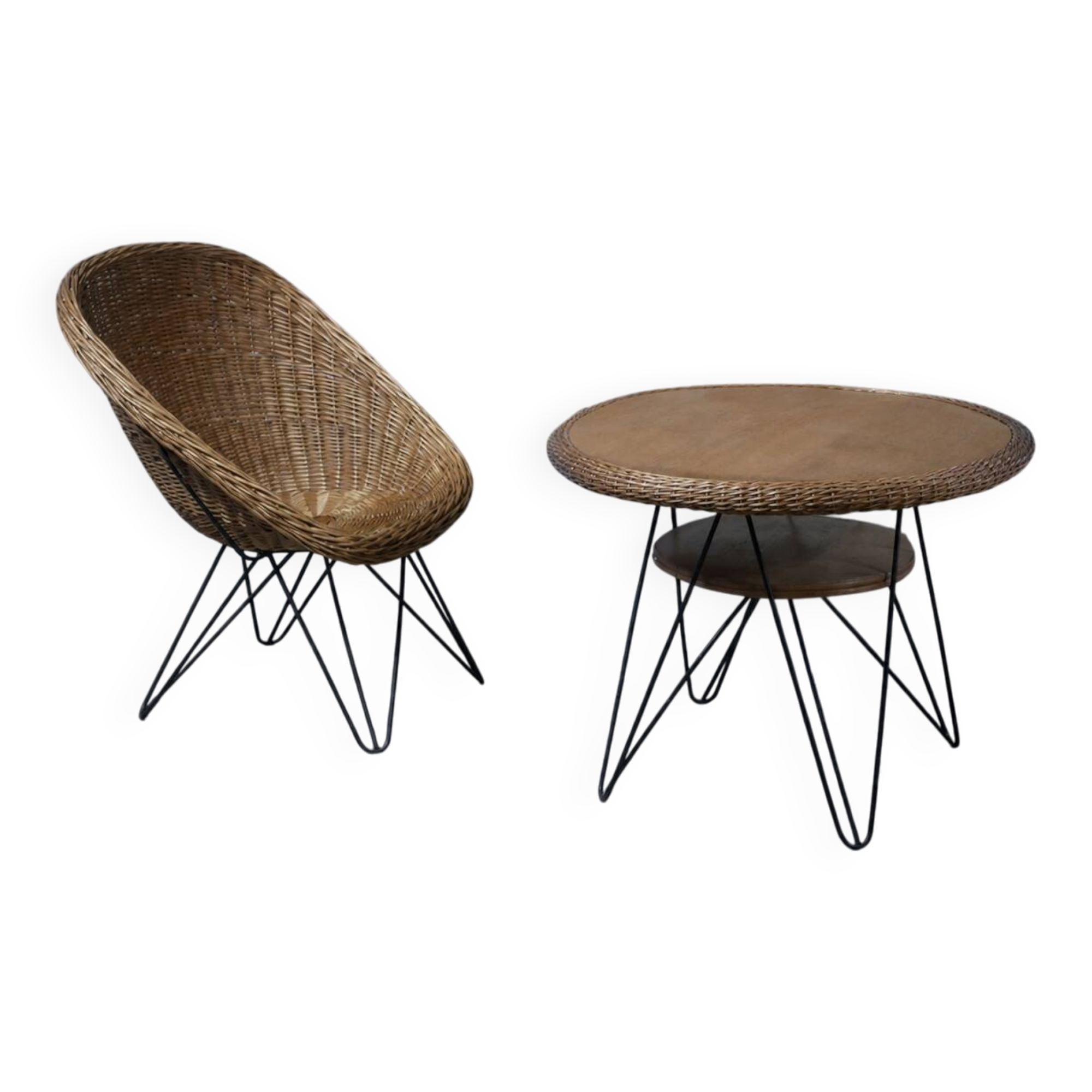 Armchair & coffee table Teun Velthuizen - Vintage 1950
