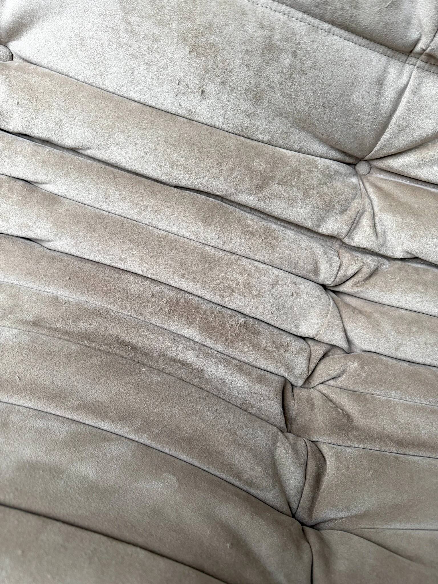 1990s vintage original taupe Alcantara Togo 2-seater by Michel Ducaroy for Ligne Roset