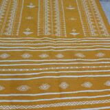 Tapis jaune et blanc fait main traditionnel en pure laine 110x210cm