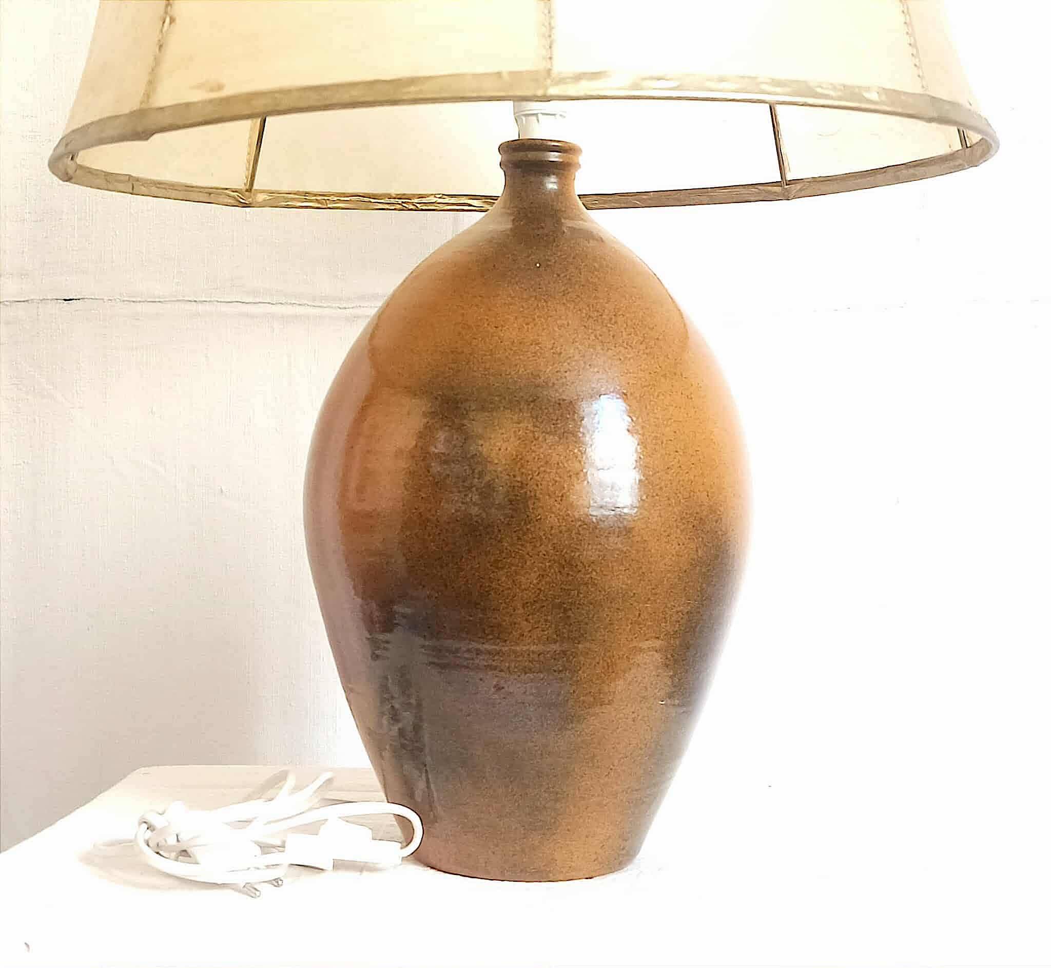 1970s Terracotta Ceramic Lamp, Height 69 cm