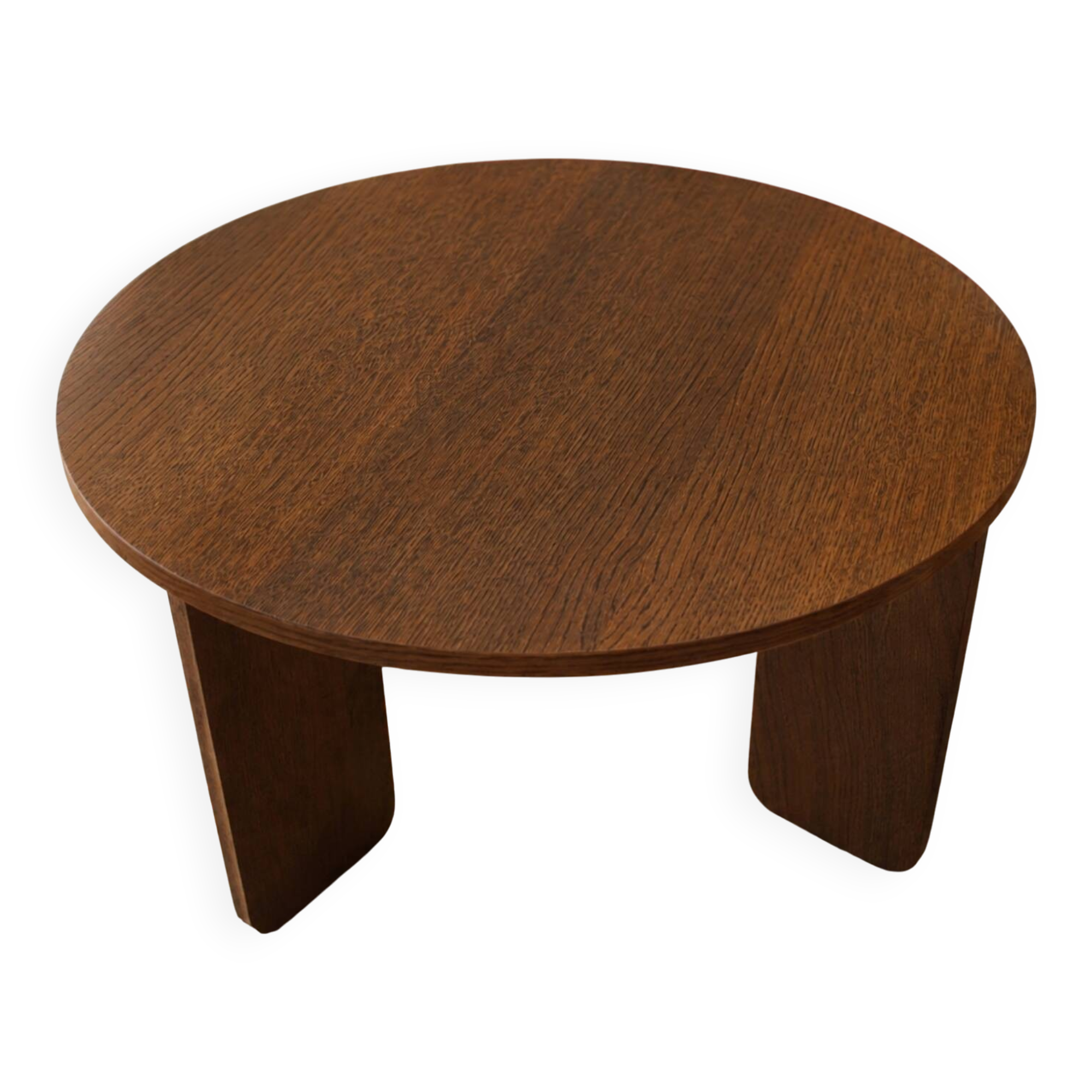 Round table in dark oak veneer