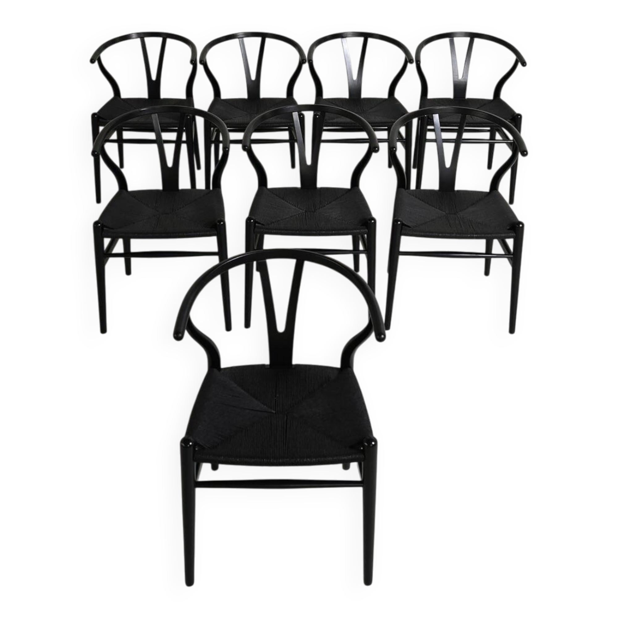 Set of 8 “Wishbone Chair” “CH24” chairs by Hans J. Wegner, 1990