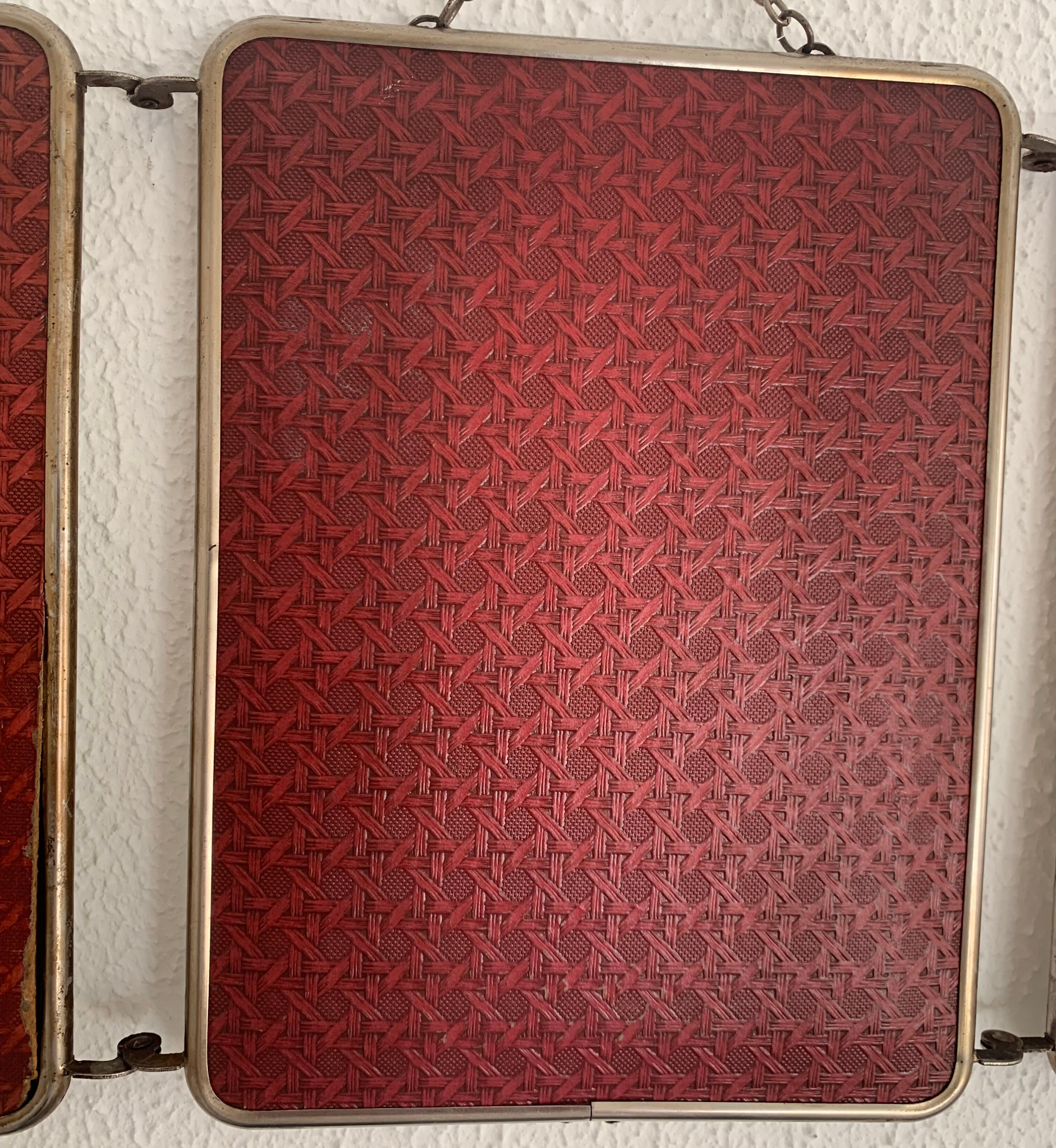 Vintage mirror 1960 triptych barber wine lees - 24 x 58 cm