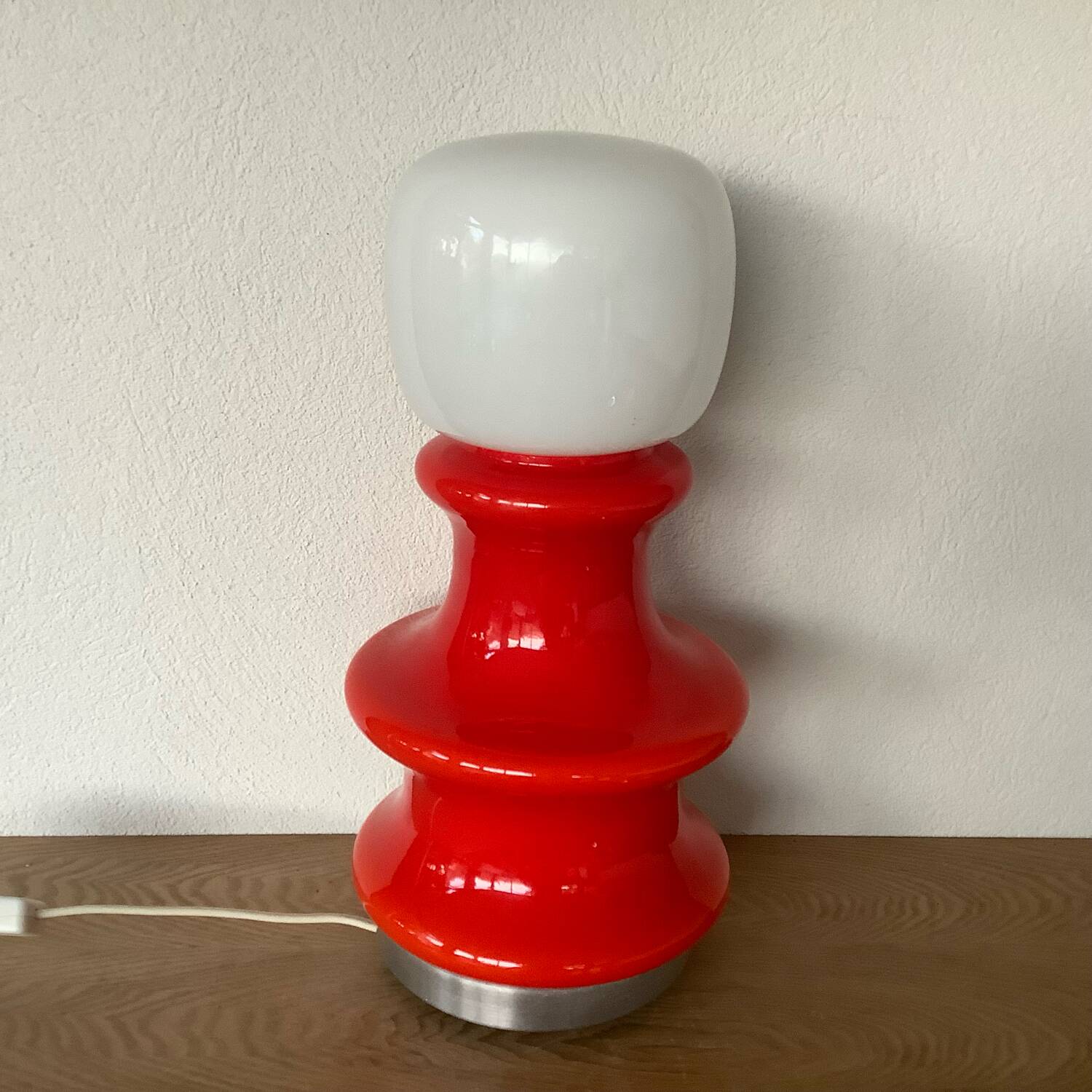 ▪️Lampe Space Age Verre Vintage Rouge