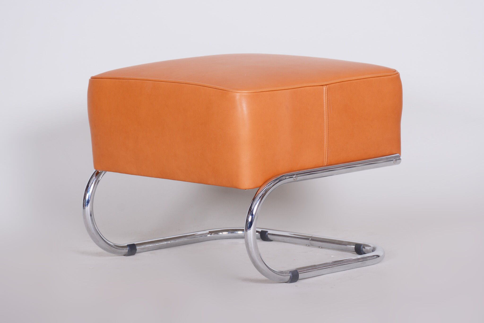 Orange Slezak foot stool made in 1930s Czechia