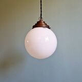 Art Deco suspension in white opaline, Val Saint-Lambert, 1920-30