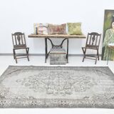 Tapis vintage classique 5x9 nuances de gris et de marron, 150x278 cm