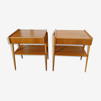 Pair of bedside teak Carlström & Co Møbelfabrik AB 1960