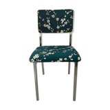 Chromed metal chair and Japanese fabric