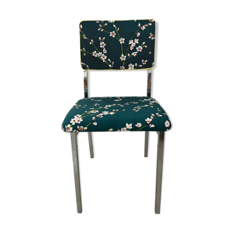 Chaise métal chromé et tissu japonisant