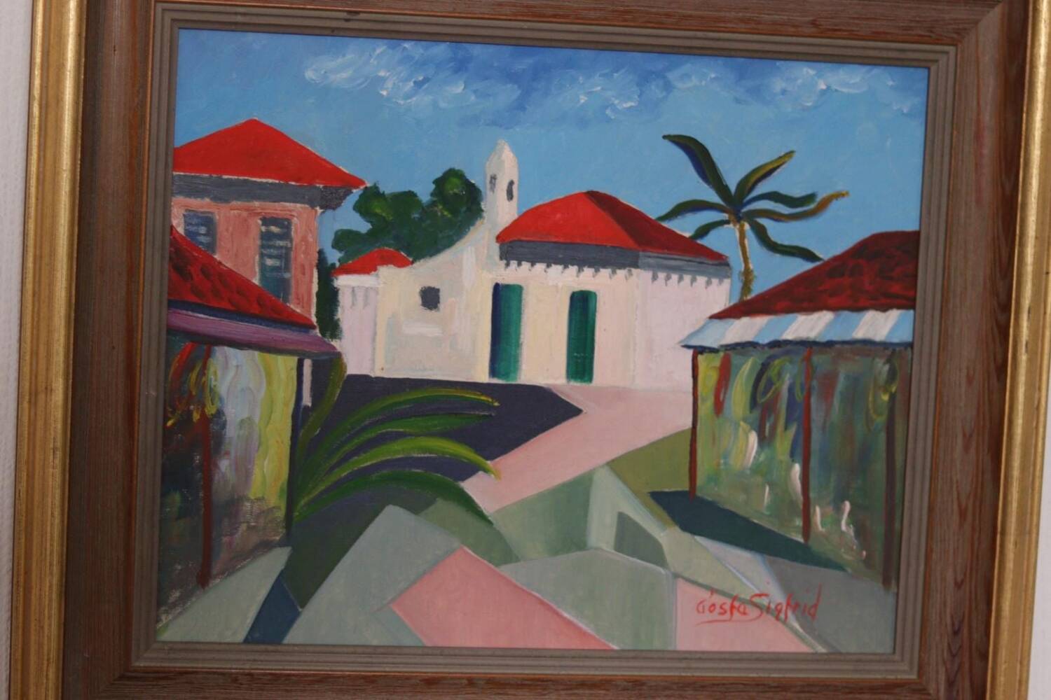 Original Swedish Oil on Canvas – “City View” by Gösta Sigfrid