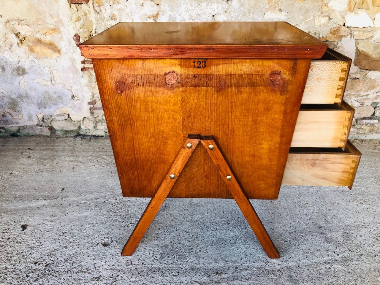 Vintage storage cabinet with 3 drawers, Circa 50's