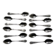 Set of 12 small silver-plated metal spoons in Art Nouveau style.