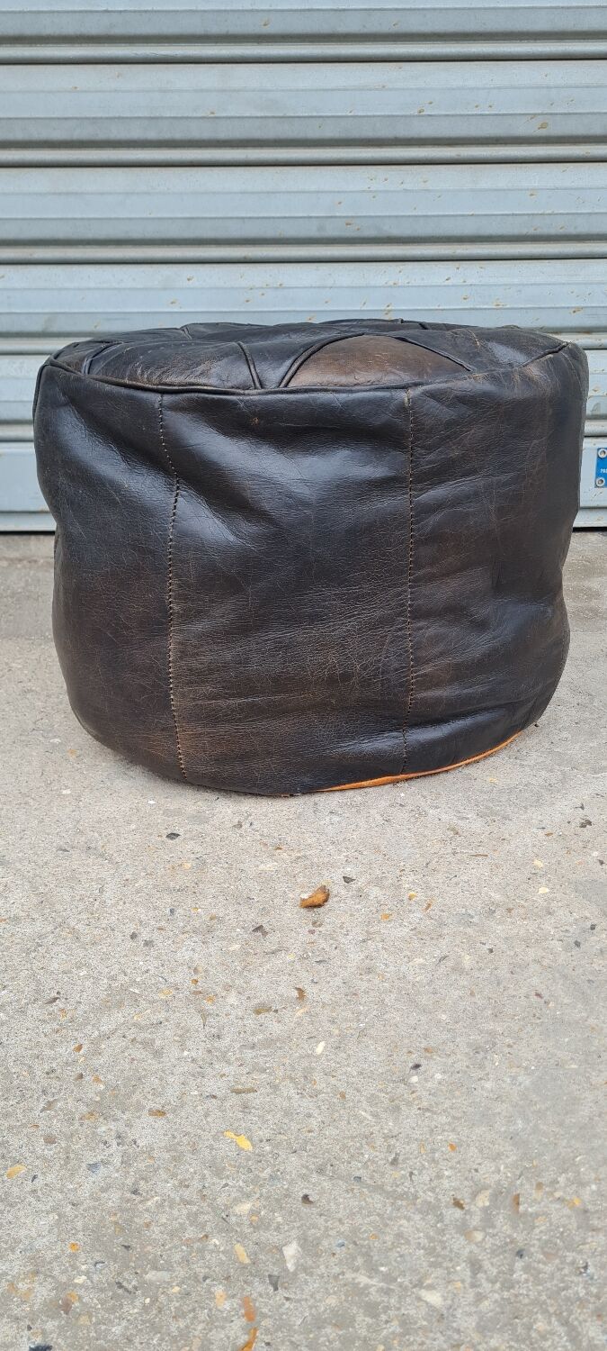 Pouf marocain en cuir 1960
