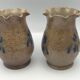 Pair of vintage pottery vases with floral decoration and glaçureau sel