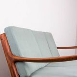 Danish 3-seater sofa in teak and new fabric, Senator model Ole Wanscher, France & Son.