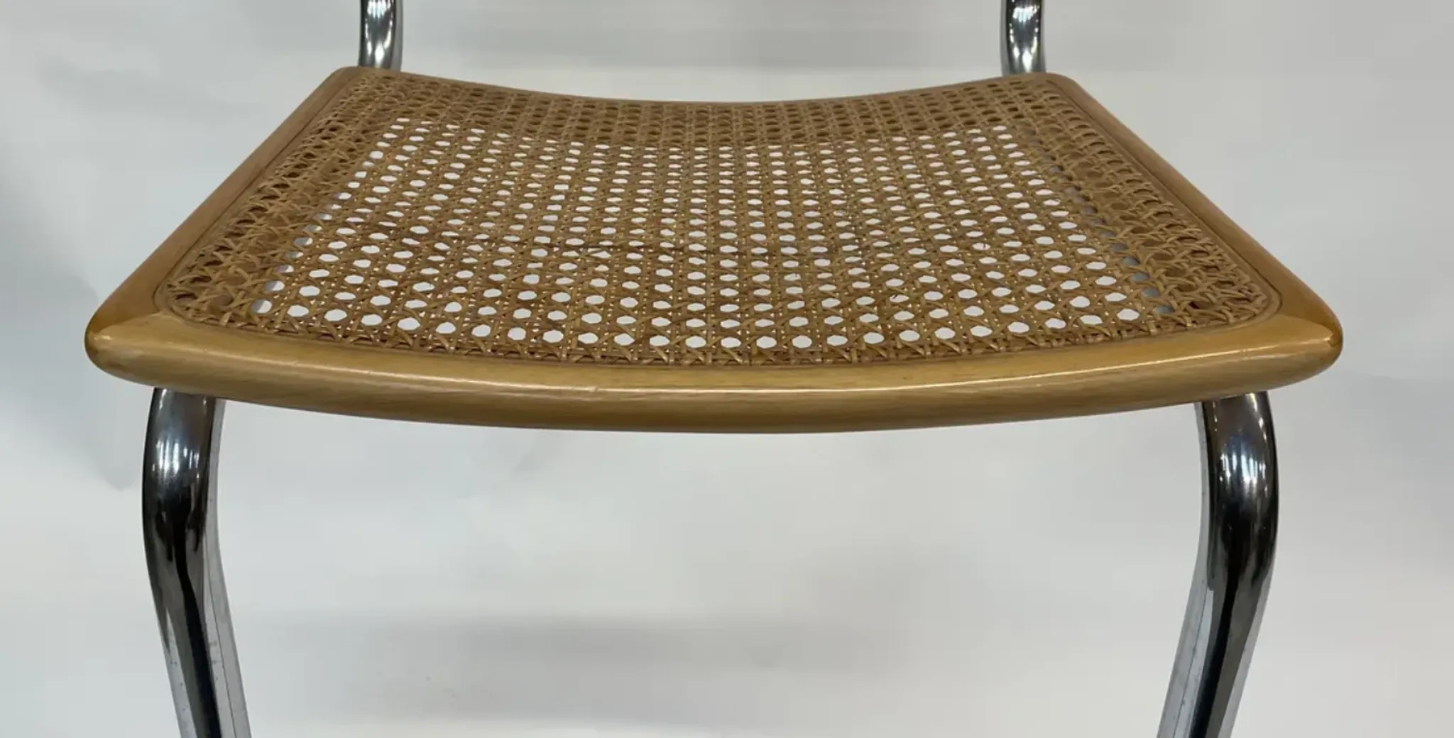 Vintage bar stool 80's Design Cesca style chrome and webbing
