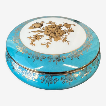 Round box in blue & gold porcelain