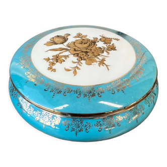Round box in blue & gold porcelain
