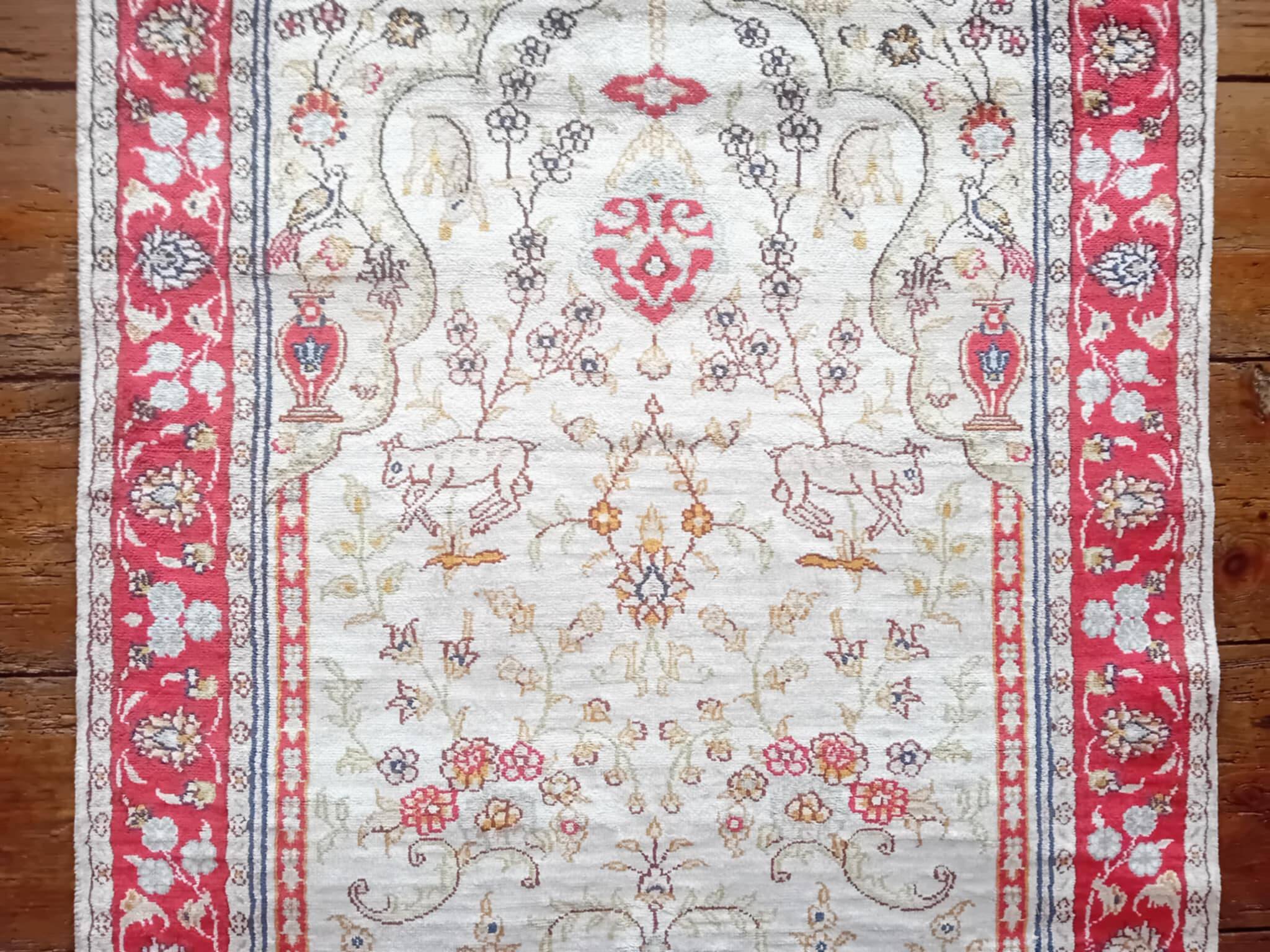 Handmade silk cashmere rug 125x76cm