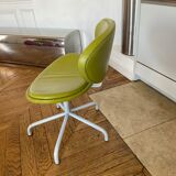 4 swivel sunset chairs CPillet in olive green leather 2000 e