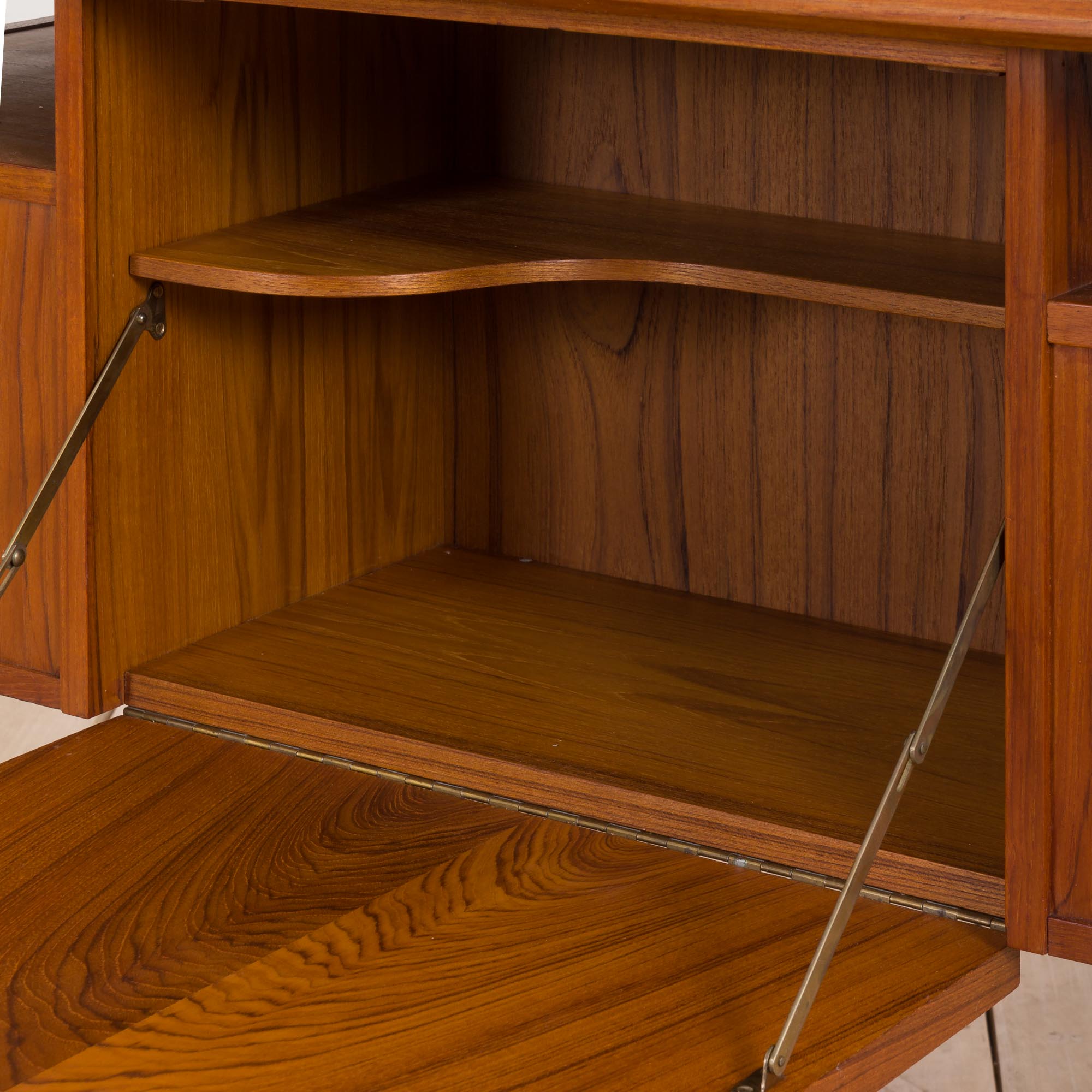 Gunnar Nielsen for Tibergaard teak desk with bar cabinet Denmark 1960s