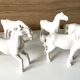 5 White Porcelain Glazed Horses of Happiness Figurines Statuettes