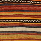 Tapis Kilim vintage long et large, orange et rouge, 5 x 13 cm, 149 x 402 cm, SK 33068