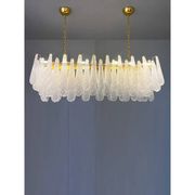 Chandelier rectangulaire en verre de Murano "Conchiglie" clair contemporain en or par