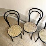 Set of 4 bistro chairs in black arched beech and canning
