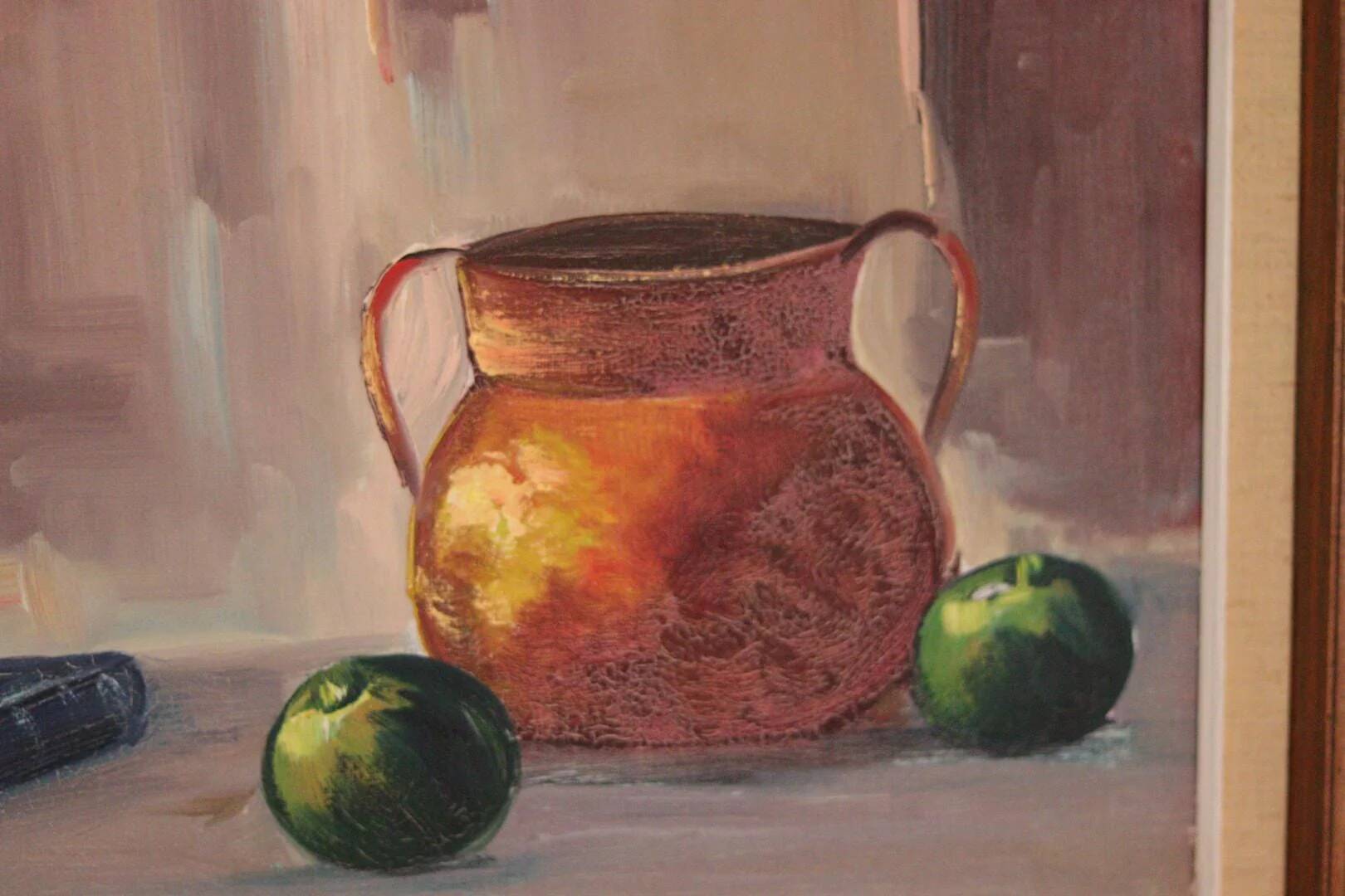 Nature morte au vin et aux fruits par E.W. Freu