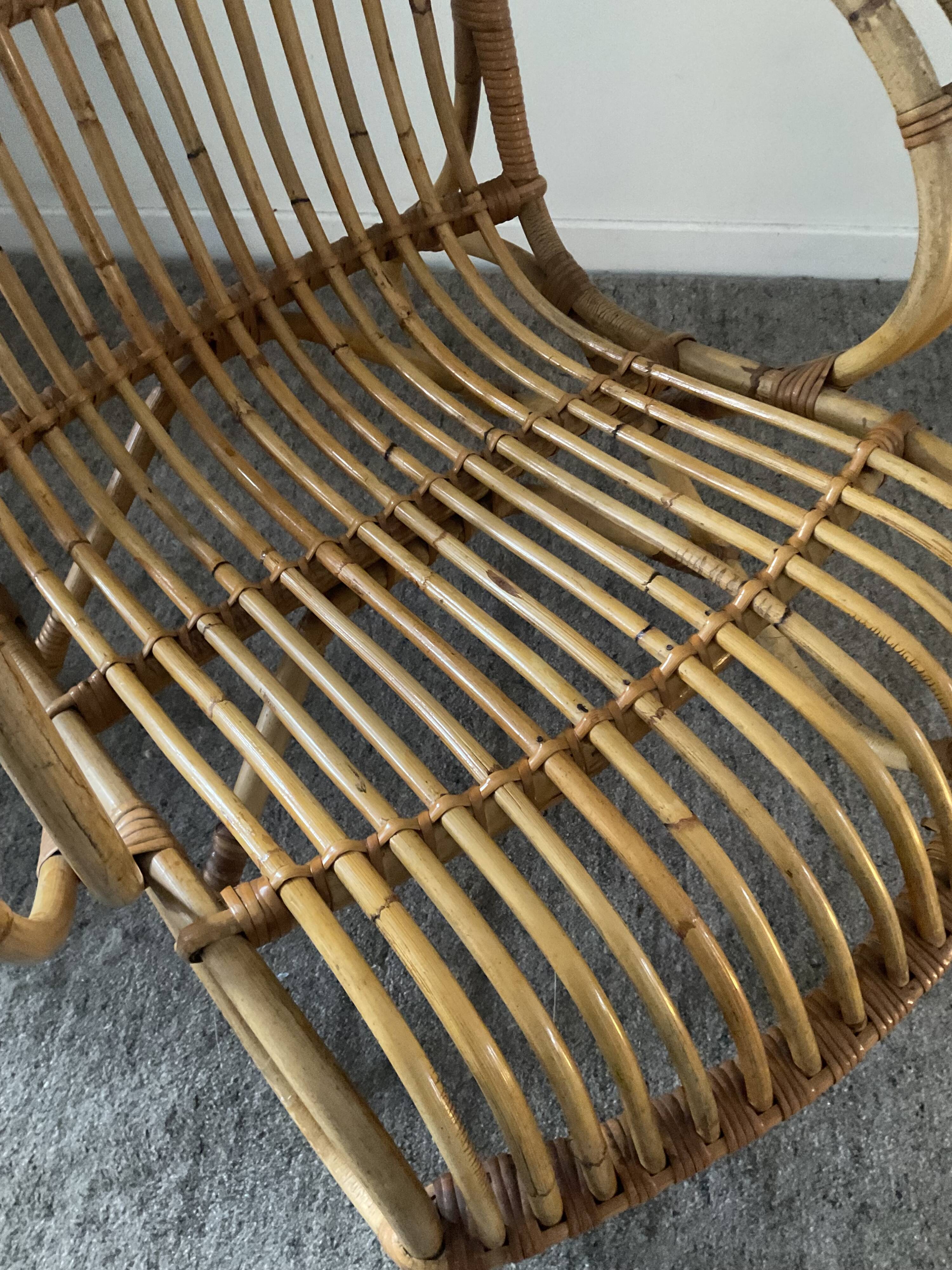 1970s rattan children's armchair