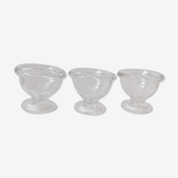 3 coquetiers verre transparent arcoroc france des années 70)