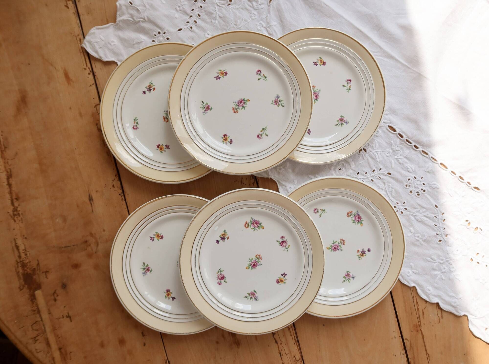 6 vintage dessert plates Céranord "Cheverny" - Floral pattern