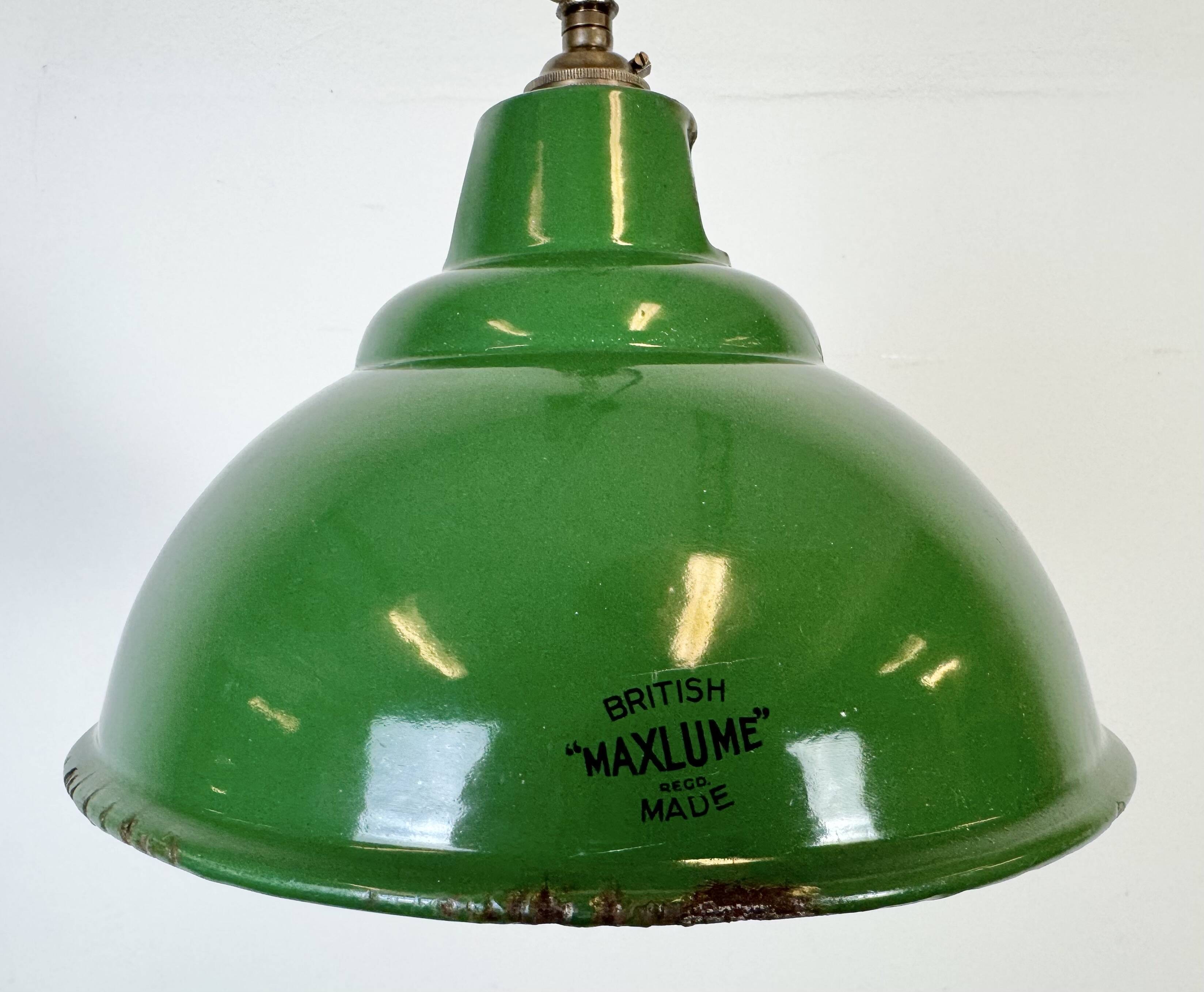 Industrial Green Enamel Factory Pendant Lamp from Maxlume, 1960s
