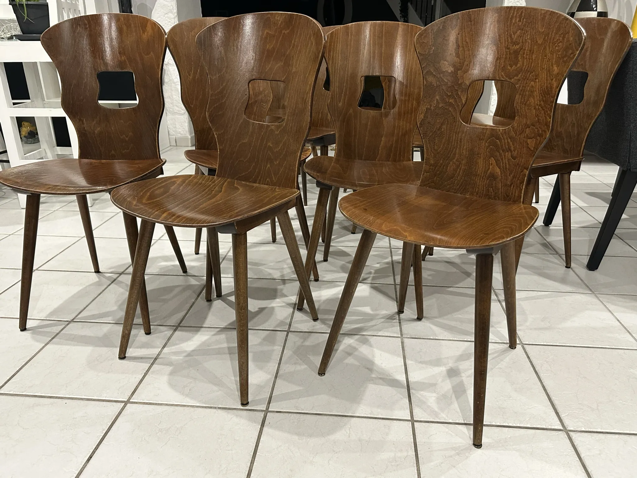 Set of 12 Baumann bistro chairs model Gentiane vintage 1970