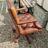 Chesterfield desk chair in antique leather