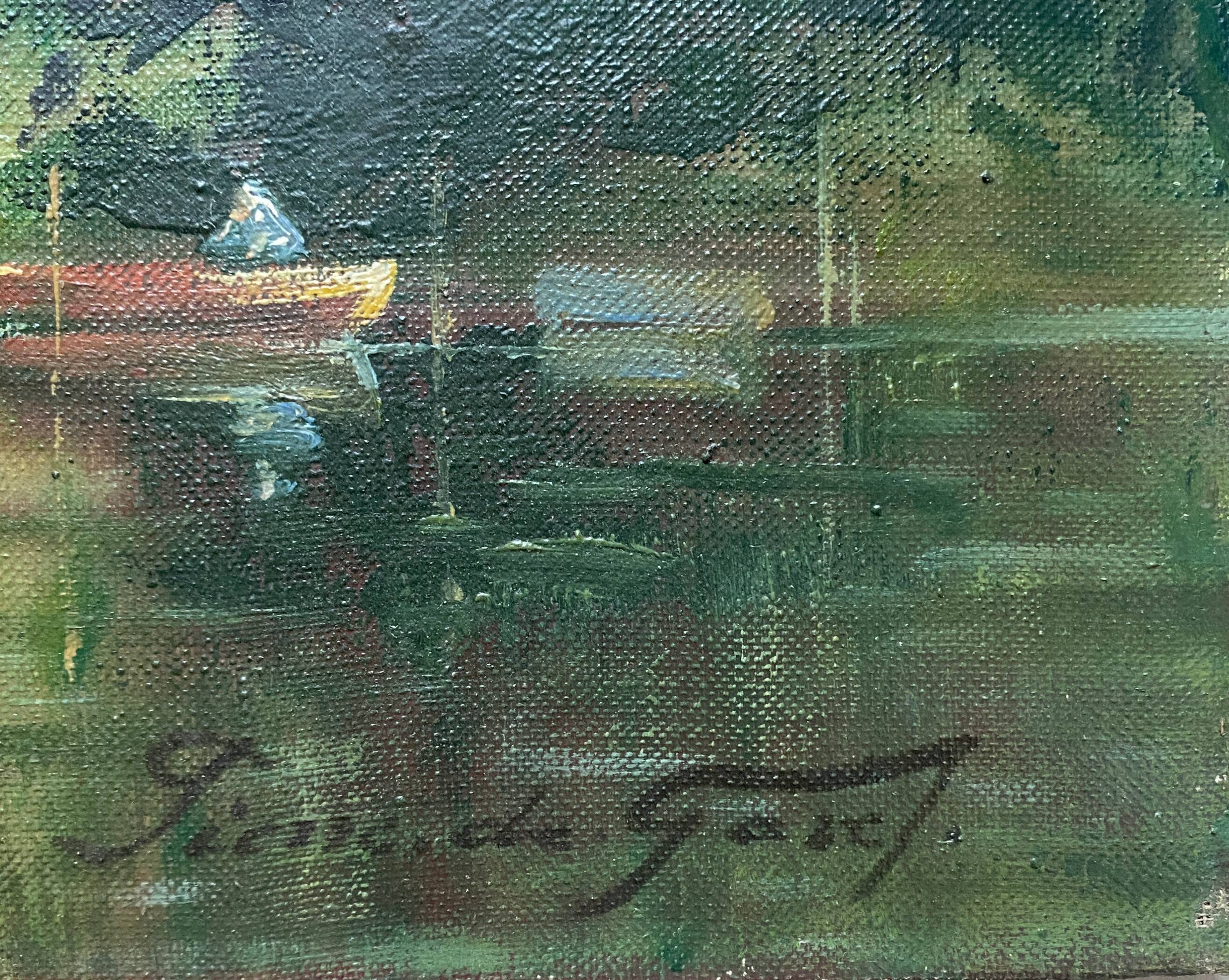 Painting "River bathed in light" HST Post impressionist signed