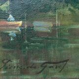Painting "River bathed in light" HST Post impressionist signed
