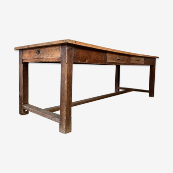 Large 19th century farm table in oak and fir